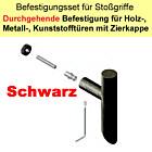 Stoßgriff-Befestigungs-Set | durchgehende Befestigung an Metall/Holz/Kunststofftüren mit Schwarzer Zierkappe Südmetall